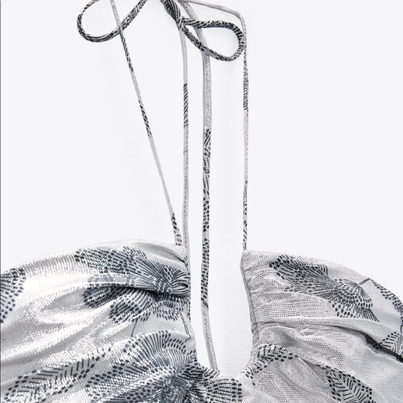 NWT Zara Metallic Mini Dress with Tie Neck - Picture 5 of 5